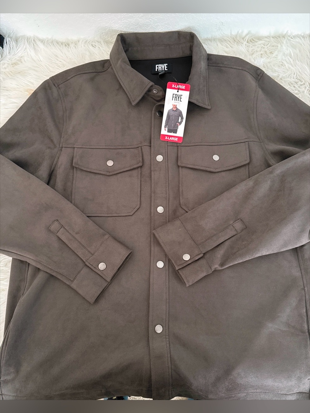 FRYE Men's Brown Taupe Suede Shirt Jacket